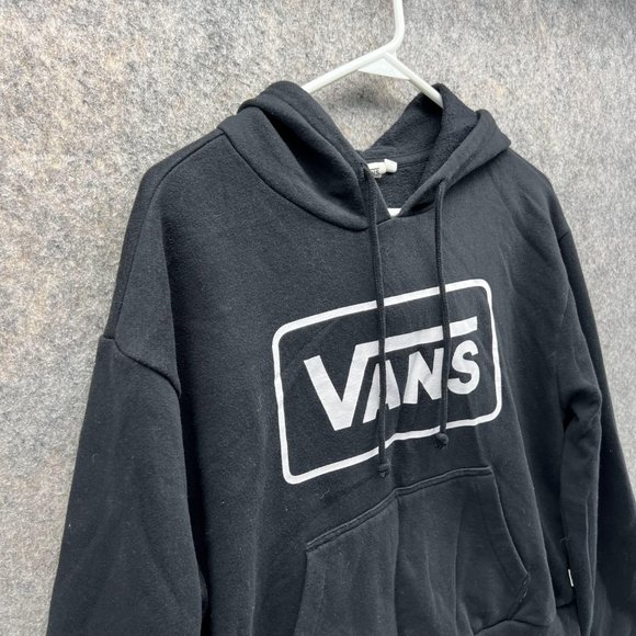 Vans Sweater Women Small Ladies Black White Hoodie Pullover Drawstring Cropped - Picture 2 of 13